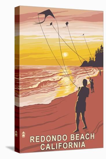 Redondo Beach, California - Kite Flyer-Lantern Press-Stretched Canvas