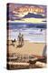 Redondo Beach, California - Sunset Beach Scene-Lantern Press-Stretched Canvas
