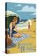 Redondo Beach, California - Woman on the Beach-Lantern Press-Stretched Canvas