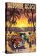Redondo Beach, California - Woodies and Sunset-Lantern Press-Stretched Canvas