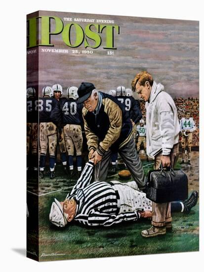 "Ref Out Cold" Saturday Evening Post Cover, November 25, 1950-Stevan Dohanos-Premier Image Canvas