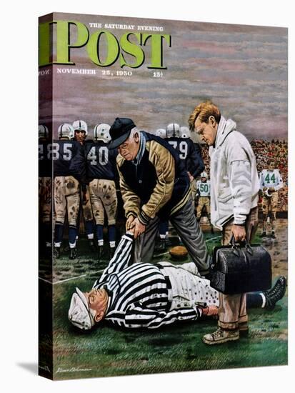 "Ref Out Cold" Saturday Evening Post Cover, November 25, 1950-Stevan Dohanos-Premier Image Canvas