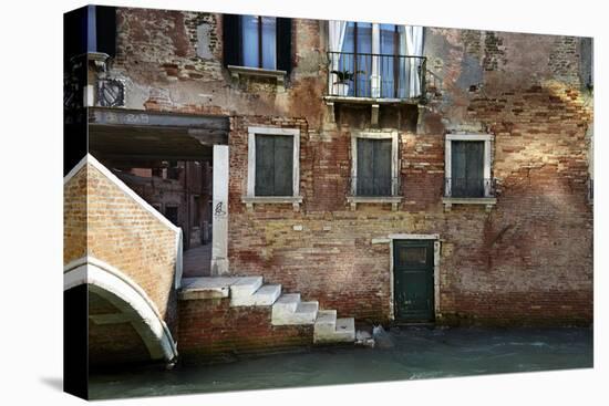 Reflected Light on Canalside Wall in Venice, Italy-Richard Bryant-Stretched Canvas