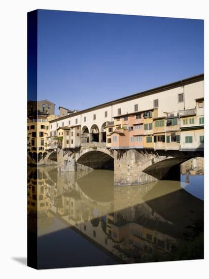 Reflection in the Arno River of the Ponte Vecchio, Florence, Tuscany, Italy, Europe-Olivieri Oliviero-Premier Image Canvas