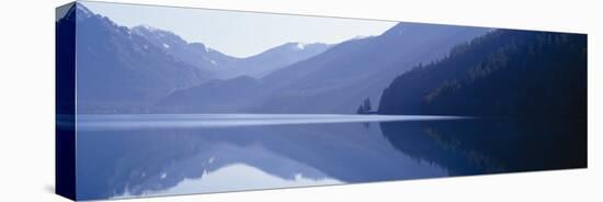 Reflection of a Mountain in a Lake, Lake Crescent, Olympic National Park, Washington State, USA-null-Premier Image Canvas