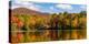 Reflection of autumn trees in a pond, Sally's Pond, West Bolton, Quebec, Canada-null-Premier Image Canvas