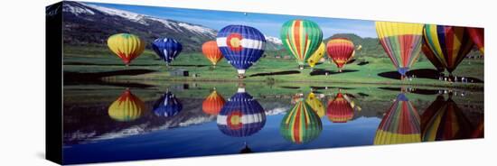 Reflection of Hot Air Balloons on Water, Colorado, USA-null-Premier Image Canvas