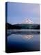 Reflection of mountain range in a lake, Mt Hood, Trillium Lake, Mt Hood National Forest, Oregon...-null-Premier Image Canvas