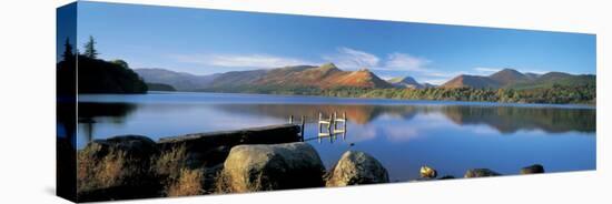 Reflection of Mountains in Water, Derwent Water, Lake District, England-null-Premier Image Canvas