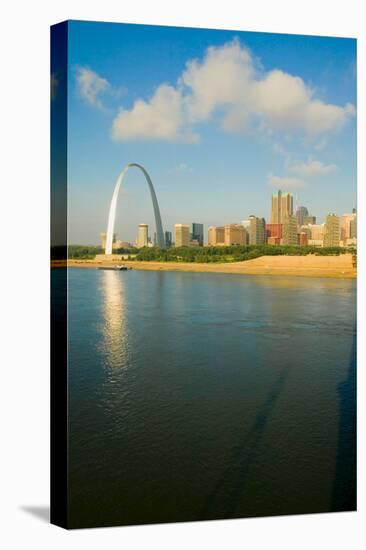 Reflection on Gateway Arch ("Gateway to the West") and skyline of St. Louis, Missouri at sunrise...-null-Premier Image Canvas