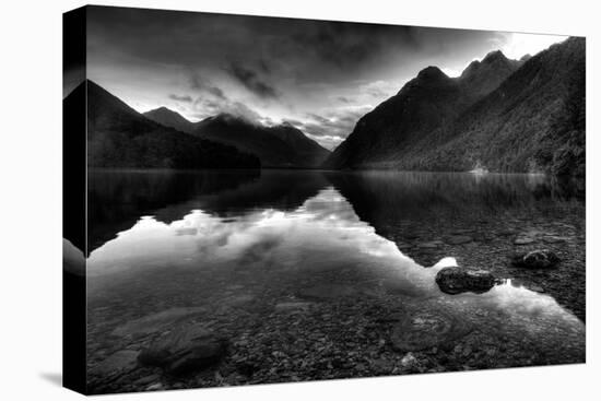 Reflective Mountain Lake Landscape in Black and White Foreground Stones-Sam Kynman-Cole-Premier Image Canvas