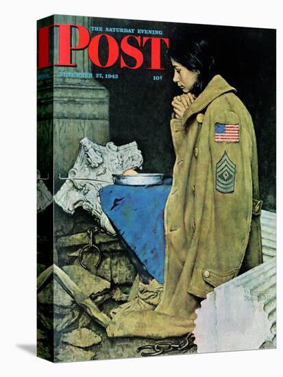 "Refugee Thanksgiving" Saturday Evening Post Cover, November 27,1943-Norman Rockwell-Premier Image Canvas