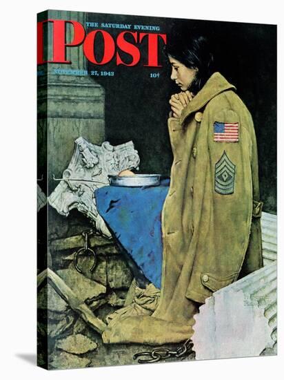 "Refugee Thanksgiving" Saturday Evening Post Cover, November 27,1943-Norman Rockwell-Premier Image Canvas