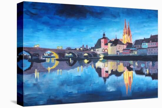 Regensburg, Bavaria, at Dawn-Markus Bleichner-Stretched Canvas