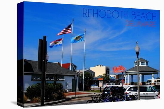 Rehoboth Beach, Delaware - Bandstand and Flags-Lantern Press-Stretched Canvas