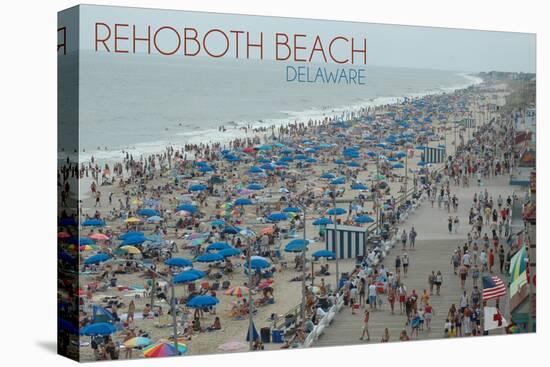 Rehoboth Beach, Delaware - Beach and Boardwalk-Lantern Press-Stretched Canvas