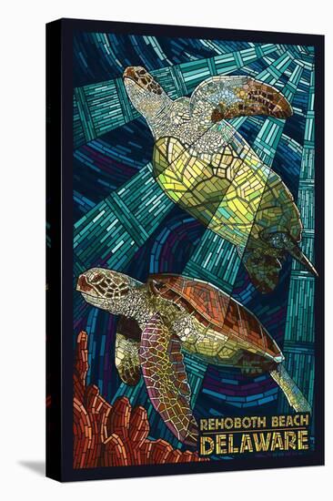 Rehoboth Beach, Delaware - Sea Turtle Mosaic-Lantern Press-Stretched Canvas