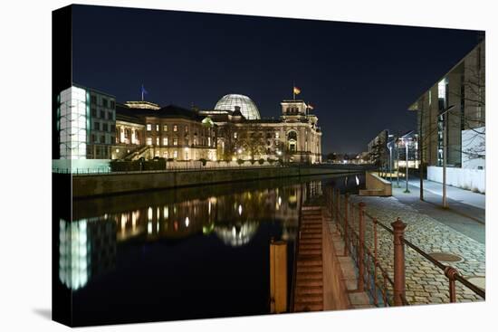 Reichstag Building at Night, Government District Berlin, 'Jakob-Kaiser-Haus'-Christian Hikade-Premier Image Canvas