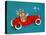 Reindeer Couple Taking a Ride in a Red Coupe Convertable, National Museum of American History-null-Stretched Canvas