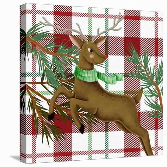 Reindeer Plaid-Kim Allen-Stretched Canvas