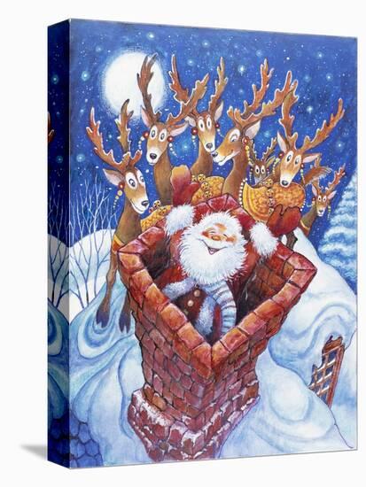 Reindeer Watch Santa Slide Down Chimney-Bill Bell-Premier Image Canvas