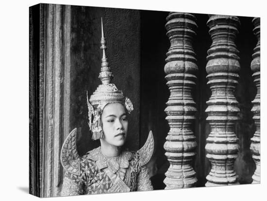 Religious Dancer at Temple of Angkor Wat, Wearing Richly Embroidered and Ornamented Costumes-Eliot Elisofon-Premier Image Canvas