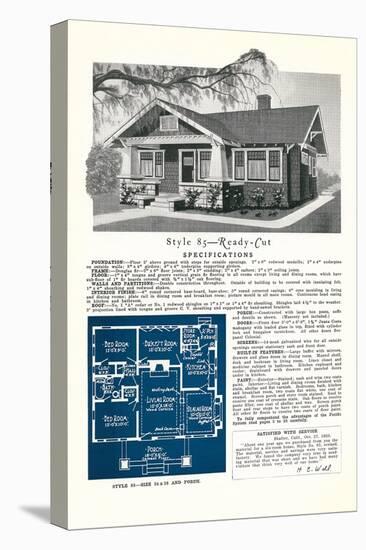 Rendering and Floor Plan of Craftsman House-null-Stretched Canvas