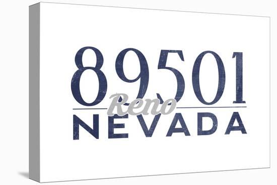 Reno, Nevada - 89501 Zip Code (Blue)-Lantern Press-Stretched Canvas