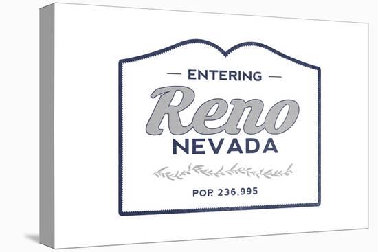 Reno, Nevada - Now Entering (Blue)-Lantern Press-Stretched Canvas