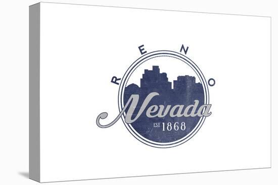 Reno, Nevada - Skyline Seal (Blue)-Lantern Press-Stretched Canvas