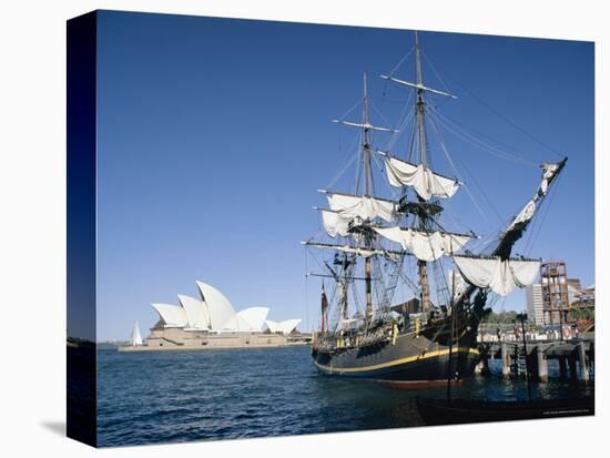 Replica of H.M.S. Bounty and Sydney Opera House, Sydney, New South Wales (N.S.W.), Australia-Amanda Hall-Premier Image Canvas