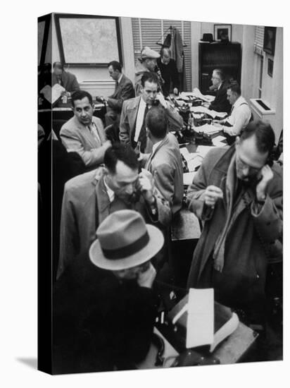 Reporters at White House after Dwight D. Eisenhower's Stroke-null-Premier Image Canvas