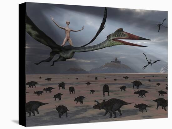 Reptoids Ride on the Backs of Quetzalcoatlus Using Telepathy-Stocktrek Images-Premier Image Canvas