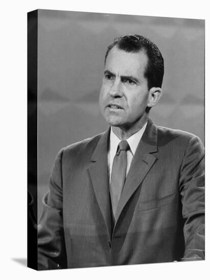 Repub. Presidential Candidate Richard Nixon speaks with Dem. Candi. John Kennedy in TV Studio-Francis Miller-Premier Image Canvas