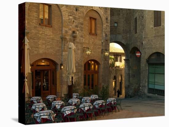 Restaurant in a Small Piazza, San Gimignano, Tuscany, Italy-Janis Miglavs-Premier Image Canvas
