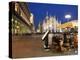 Restaurant in Piazza Duomo at Dusk, Milan, Lombardy, Italy, Europe-Vincenzo Lombardo-Premier Image Canvas