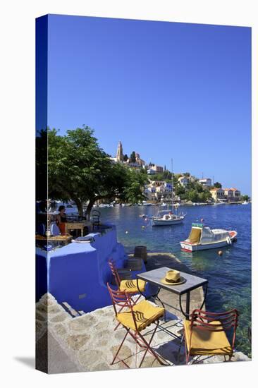 Restaurant in Symi Harbour, Symi, Dodecanese, Greek Islands, Greece, Europe-Neil Farrin-Premier Image Canvas