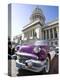 Restored Classic American Car Parked Outside the Capitilio, Havana, Cuba-Lee Frost-Premier Image Canvas