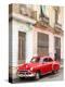 Restrored Red American Car Pakred Outside Faded Colonial Buildings, Havana, Cuba-Lee Frost-Premier Image Canvas