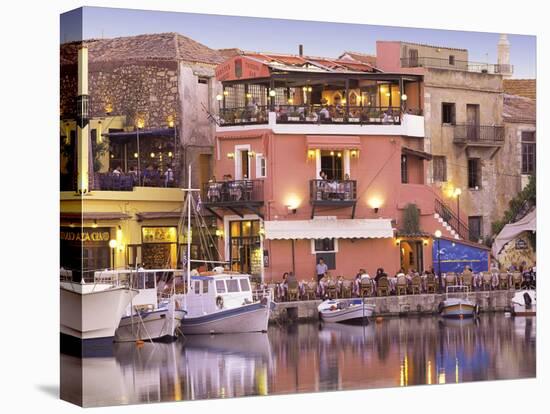 Rethymnon Old Port and Restaurants, Crete Island, Greek Islands, Greece, Europe-Sakis Papadopoulos-Premier Image Canvas