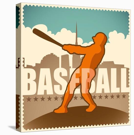 Retro Baseball Poster. Vector Illustration.-Radoman Durkovic-Stretched Canvas