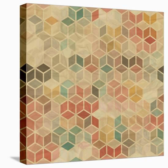 Retro Geometric Cube Pattern-incomible-Stretched Canvas