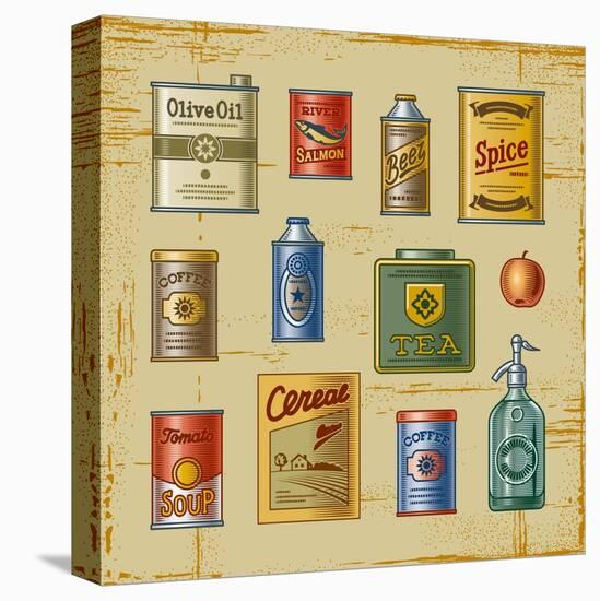 Retro Grocery Set-Oleg Iatsun-Stretched Canvas