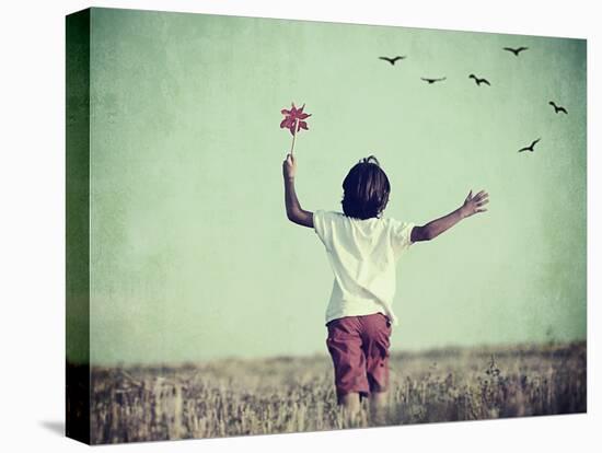 Retro Image of Happy Cheerful Carefree Kid in Nature-zurijeta-Premier Image Canvas