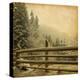 Retro Image Of Winter Landscape In The Carpathians Mountains. Vintage Paper-A_nella-Stretched Canvas