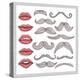 Retro Lips And Mustaches Elements Set-cherry blossom girl-Stretched Canvas