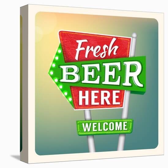 Retro Neon Sign Beer-anna42f-Stretched Canvas