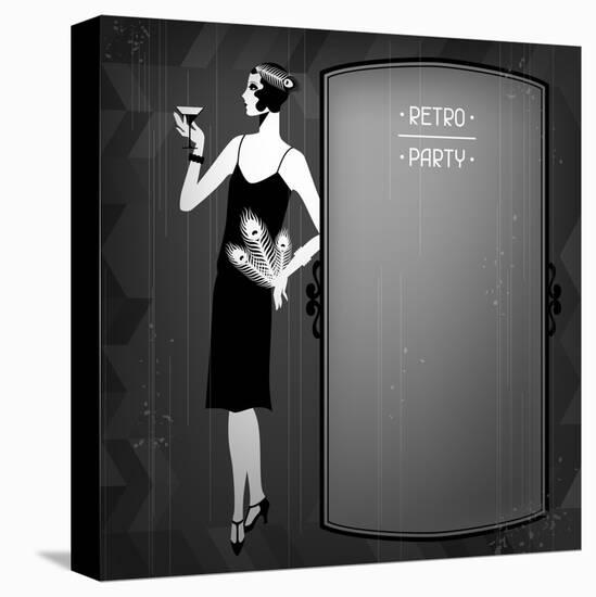 Retro Party Background with Beautiful Girl of 1920s Style-incomible-Stretched Canvas