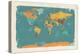 Retro Political Map of the World-Michael Tompsett-Stretched Canvas