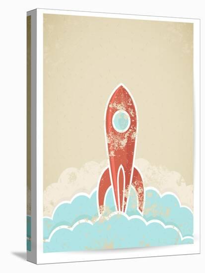 Retro Rocket With Grunge Texture-Elisanth-Stretched Canvas